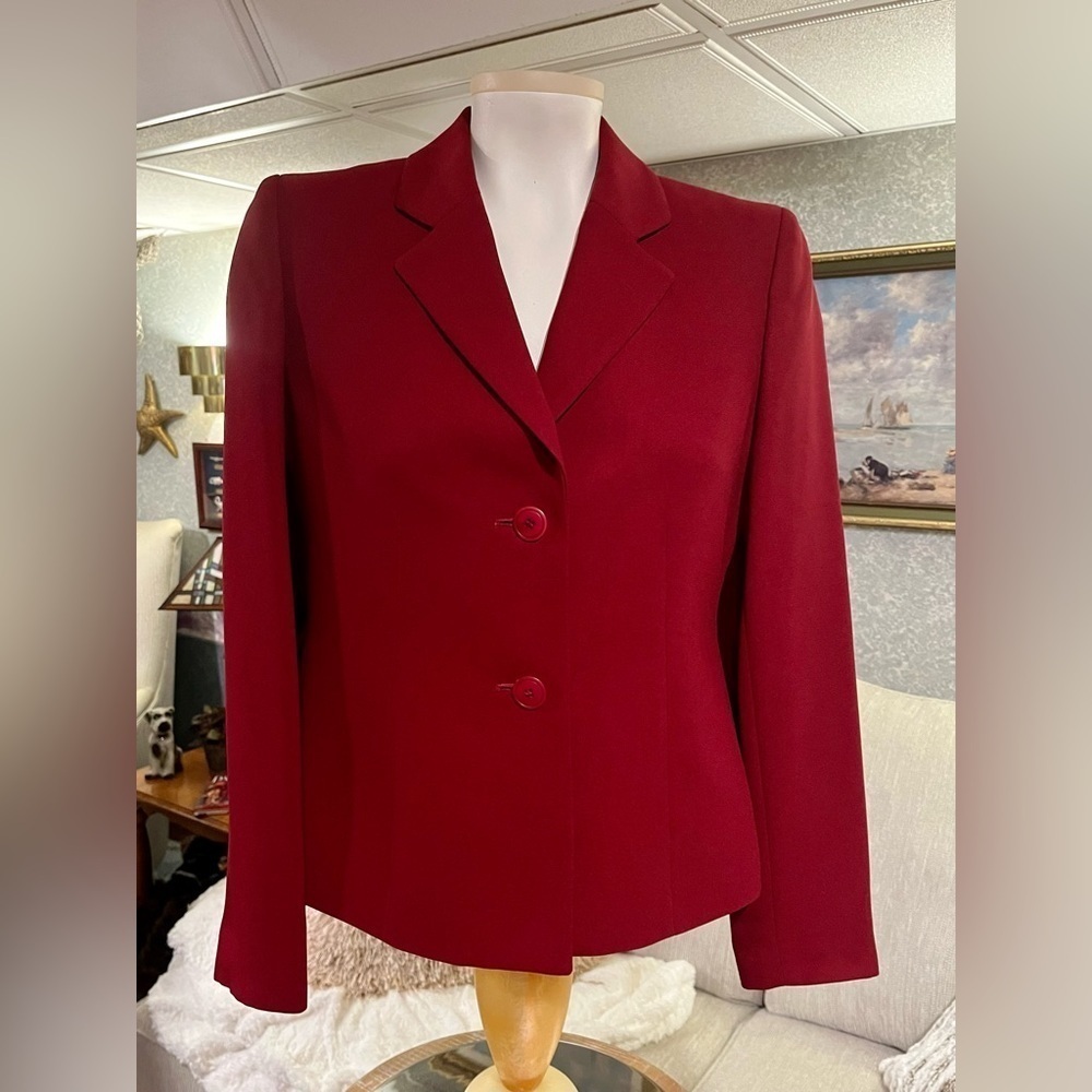 Vintage CASUAL CORNER Burgundy‎ Red Blazer Jacket Women's Size 2 Business Casual